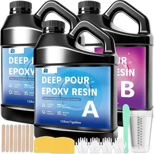 Deep Pour Epoxy  3 Gal, 2:1 Epoxy Kit for 2-4 Inches Deepth Pouring,  Clear Self-Leveling & Bubble Free Casting  for Dry Flower, River Table, Countertop, Crafts Making