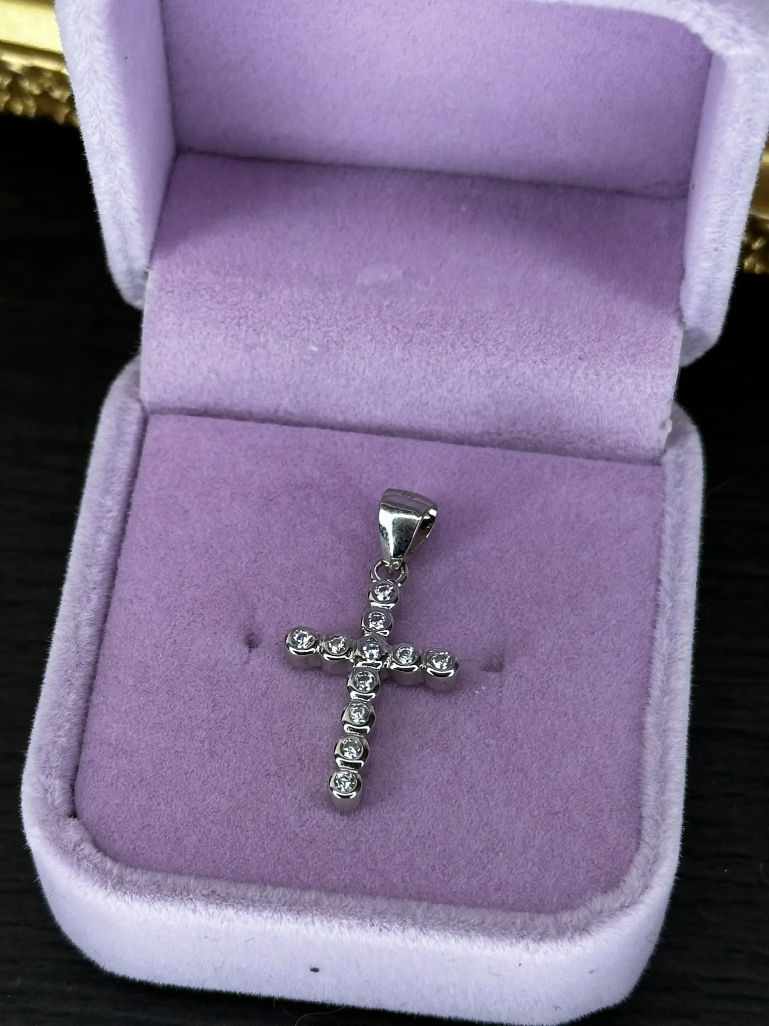 Sterling Silver Cross Pendant with Cubic Zirconia Stones