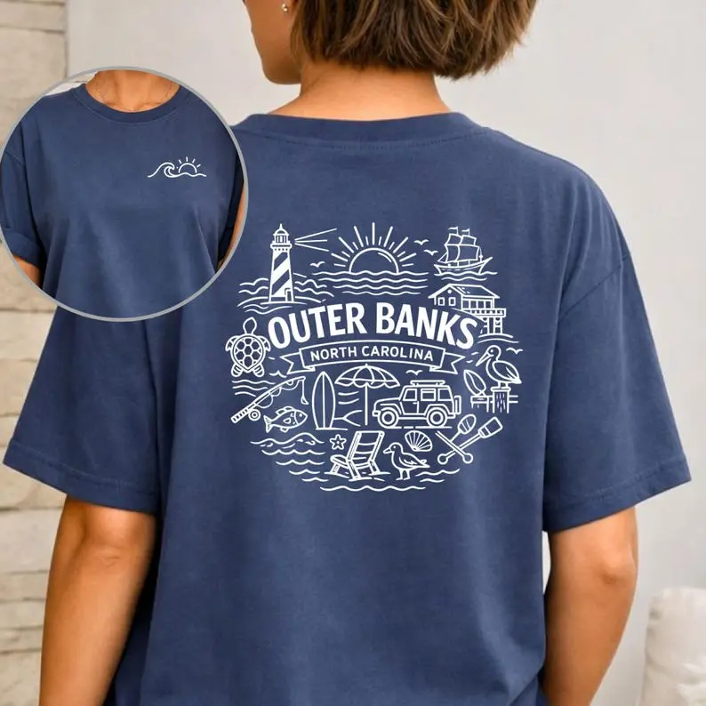 Outer Banks Comfort Colors Shirt, North Carolina Shirt, Beach Shirt, Side Shirt, Beach Shirt, Gift for Her, Gift for Him, Adventure Awaits, Holiday Shirt Volente boutique