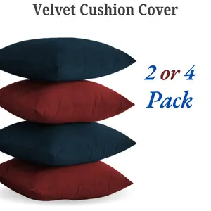 2 or 4 Pack Velvet Cushion Covers for Living Room, Bedroom or Office - 18x18 Premium Seat Square Cushion Cover without filler- Christmas cushion Cover