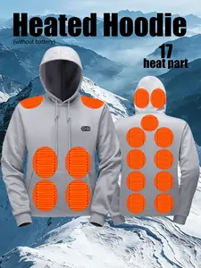 Men Women Fall Winter Heated Hoodie, Dual Control Heating, Tech Casual Warm Style, No Battery External Power Design, Unisex Cold Weather Wear, Sweatshirts