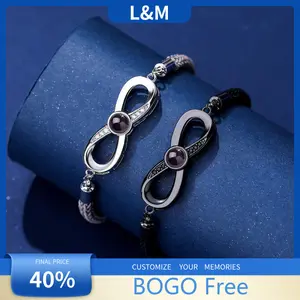 L&M Photo-Customized Projection Jewelry - Personalized Birthday Gift| Stylish Mobius Strip Couple Bracelet with HD Projected Color Photos, gifts for girlfriend i love my girlfriend gifts for mom  chain /  Interchangeable Christian Silicone Bracelets