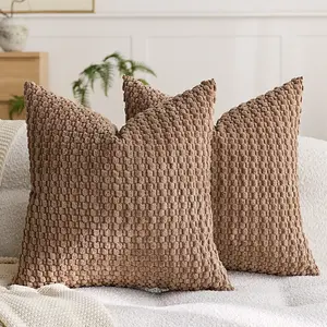 2 PCS No Fill Pillow Covers, Bubble Velvet Large Grain Cushion Cases, Unique Texture, Soft Comfortable & Easy Care, Fashion Home Decor for Sofa, Bed, Bedroom, Restaurant Boho Chic Macrame Wall Tapestry