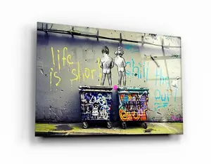 Banksy Life Is Short Street Art Poster Print Wall Art Graffiti Tempered Wall Art Home Decor Wall Decorwall Sculpture Complimentary Delivery