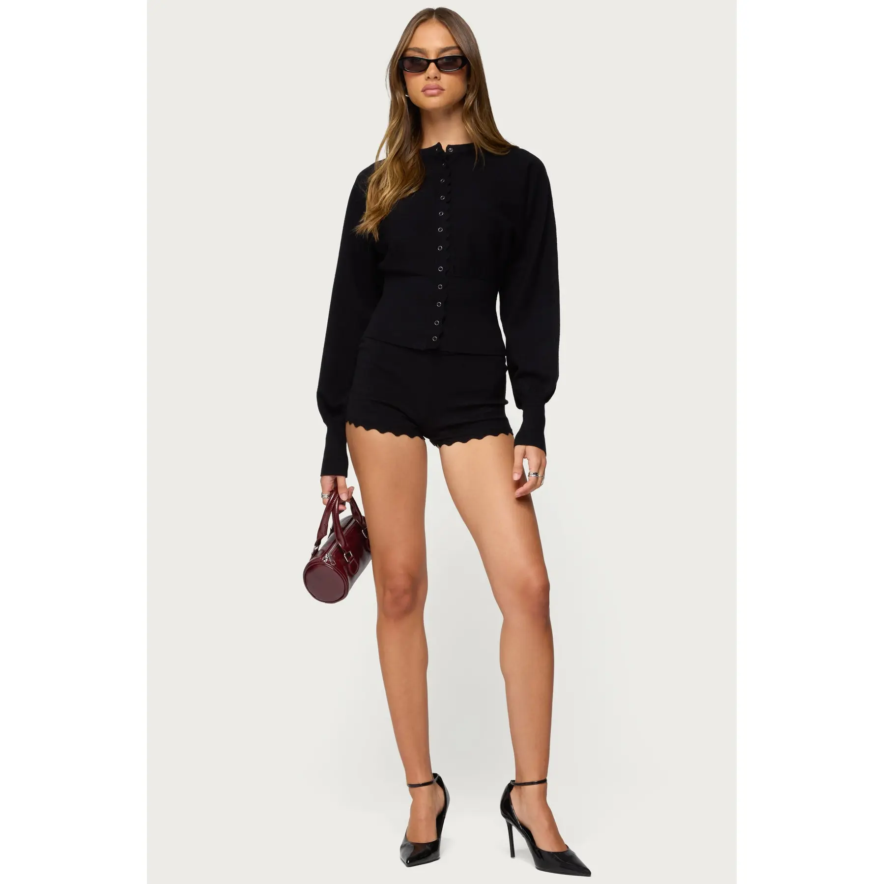 Maizy Scalloped Knit Micro Shorts