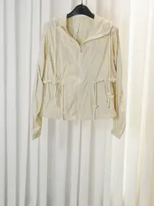 Nyxalulu Summer New Women's Slimming Camping Loose Short Sun Protection Jacket, Hooded Ice Silk Long Sleeve UV Blocking