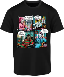 Villain Very Demure Shirt - Black Summer T-Shirt with Cartoon Graphic Design Featuring "Very Demure" Text