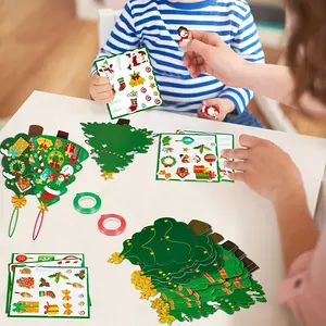 8/16/24 Piece Christmas Crafts Set, DIY Christmas Tree Ornaments with Sticker Kit, Holiday Decorations, Party Gifts, Classroom Activities