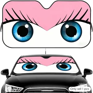 Cute Girl Car Eyes Sun Visor Five-Layer Aluminum Foil Windshield Sunshades UV Protector & Heat Shield Car Front Window Keeps Car Cool Protects Dashboard Foldable Fits Most Vehicles SUV Truck