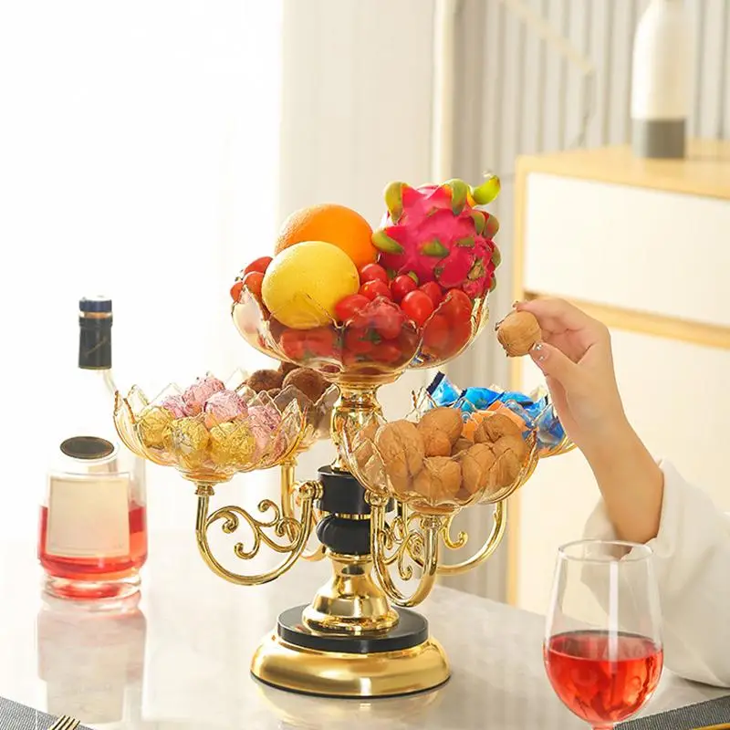 360 Degree Rotatable Fruit & Snack Plate, 1 Set Creative Fruit Plate, Dessert Plate, Modern Food Fruit Display Serving Plate, Household Tableware for