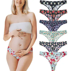 KUKU PANDA 6 Packs Floral Nylong Sexy Thong for Women No Show Panties Comfortable Underwear Seamless Tanga Para Mujer