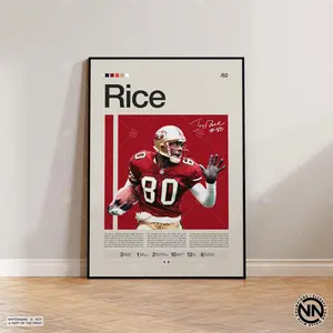 [Sale Off To 40%] [UNFRAMED] Jerry Rice San Francisco Football Poster, Sports Legend Wall Art