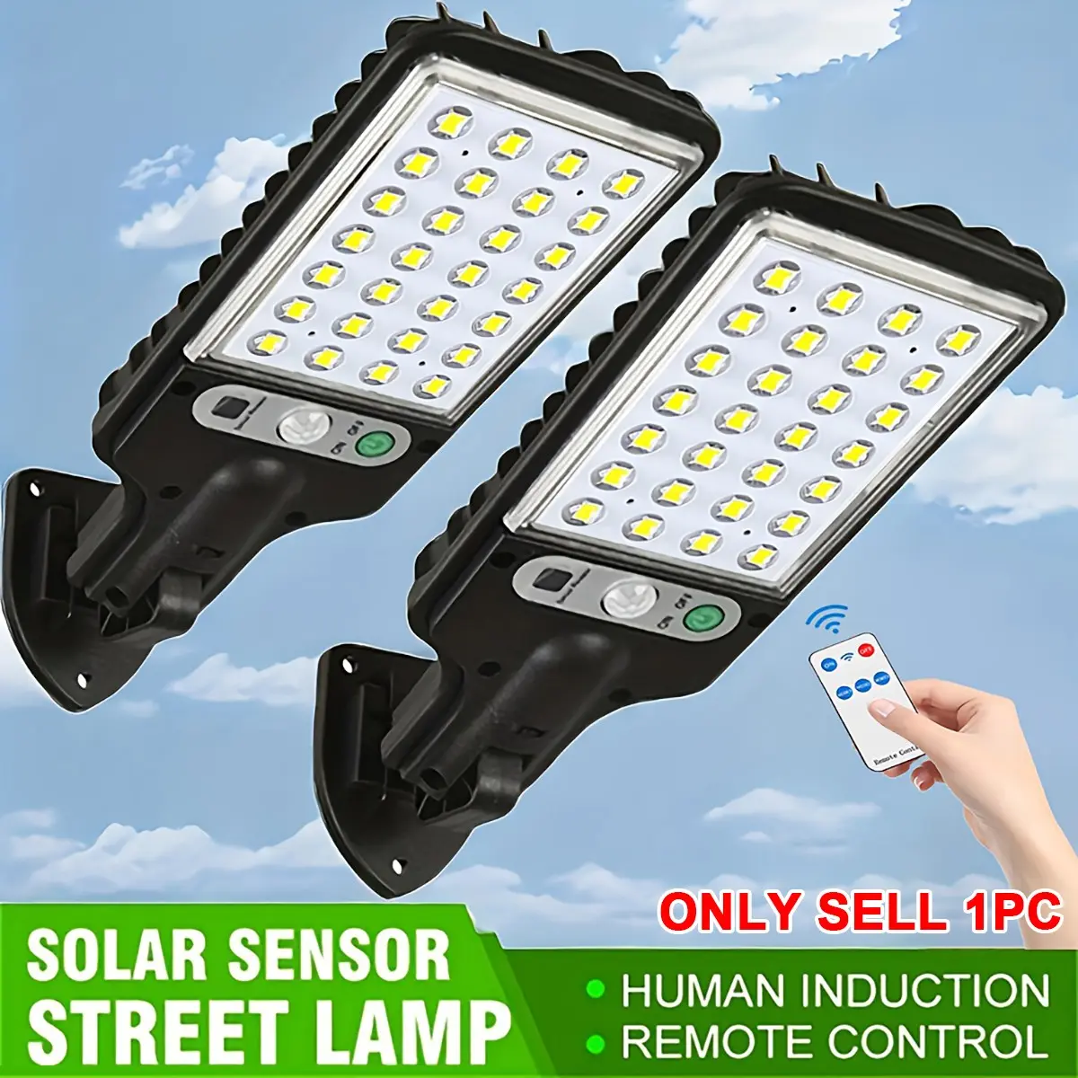 1pc Ultra-Bright Solar-Powered Floodlights, Outdoor Safety Lighting, No Charging Required, LED Solar Lights with Smart Motion Detection, 3 Brightness Modes, Outdoor Solar Lights with Remote Control, Led Motion Sensor Light Outdoor, Outside Lights
