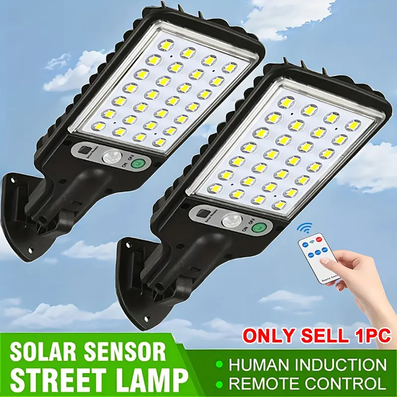 1pc Ultra-Bright Solar-Powered Floodlights, Outdoor Safety Lighting, No Charging Required, LED Solar Lights with Smart Motion Detection, 3 Brightness Modes, Outdoor Solar Lights with Remote Control, Led Motion Sensor Light Outdoor, Outside Lights