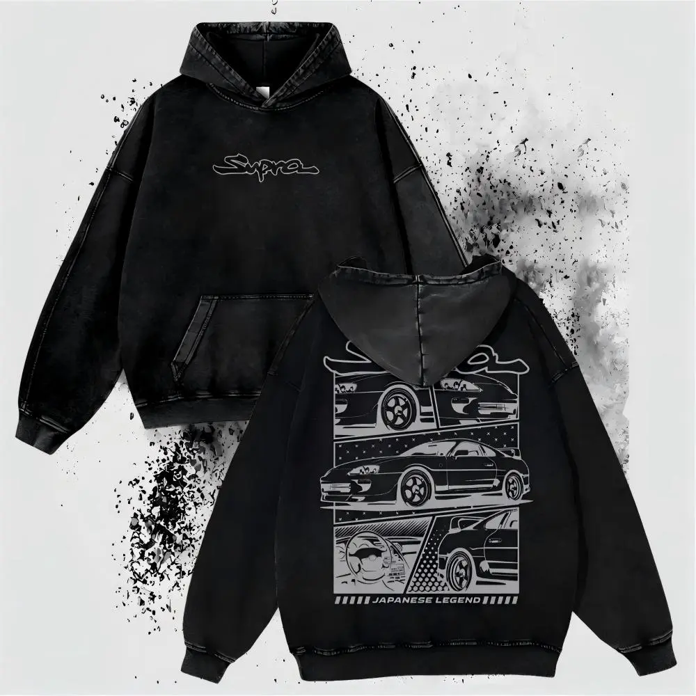 ST Vintage Washed Graphic Hoodie, Unisex JDM Theme Pullover,Cold Wash, Do Not Dry Clean, Machine Washable,  Autumn VIntage Washed Hoodie Graphic Sweatshirt,suitable for spring and autumn; casual and warm; unisex design.