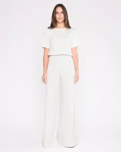 Off-White Ponte Knit Wide Leg Pant