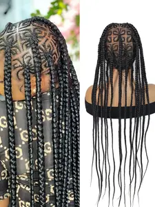 DOSAY 40 Inch Dreadlocks Braided Wigs Synthetic 360 ° Full Lace Wig Soft Locs Knotless Box Braids African Hair Wig for Daily Use Afro Kinky Curly
