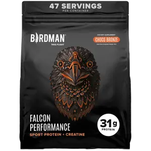 Falcon Performance Sport Protein Powder with Creatine - Chocolate Flavor - 5lbs - 31g Protein + 5g Creatine Monohydrate & BCAAs - Vegan - Sugar Free - Optimum Muscle Recovery - Fitness Supplement