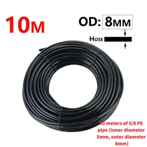 Universal flexible watering nozzle with 8mm pipe, adjustable atomizing automatic sprinkler garden irrigation quick-connect watering nozzle, 10 meters of 5/8 PE pipe(inner diameter 5mm, outer diameter 8mm).