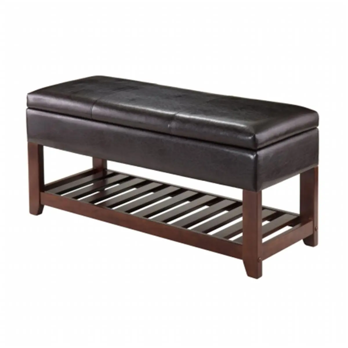 212 MAIN Monza Bench with PU Leather, Solid Wood Storage Chest, Indoor Furniture Bench
