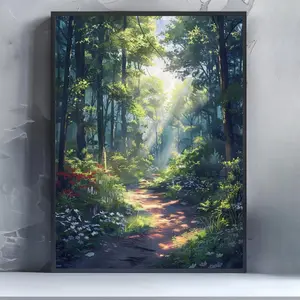 Forest Path Pattern DIY Diamond Arts Colorful Painting without Frame, DIY 5D Diamond Arts Colorful Painting Kit, Wall Art Decor for Home Living Room Bedroom
