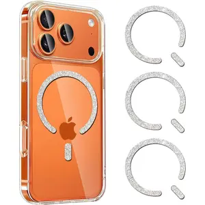 for MagSafe  Sticker - Glitter Universal Metal Ring Sticker for Magsafe Accessories &   for  17/16/15 Pro Max Mini Air, Galaxy Series and Phone Case, White