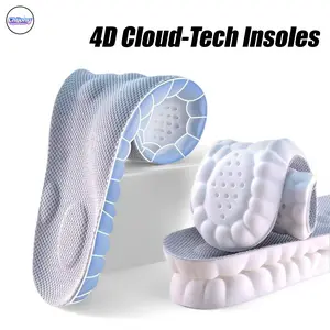4D Cloud-Tech Insoles All Season Acupressure Massage Ultra Cushioned Memory Foam Quick Dry Fabric for Sports Shoes