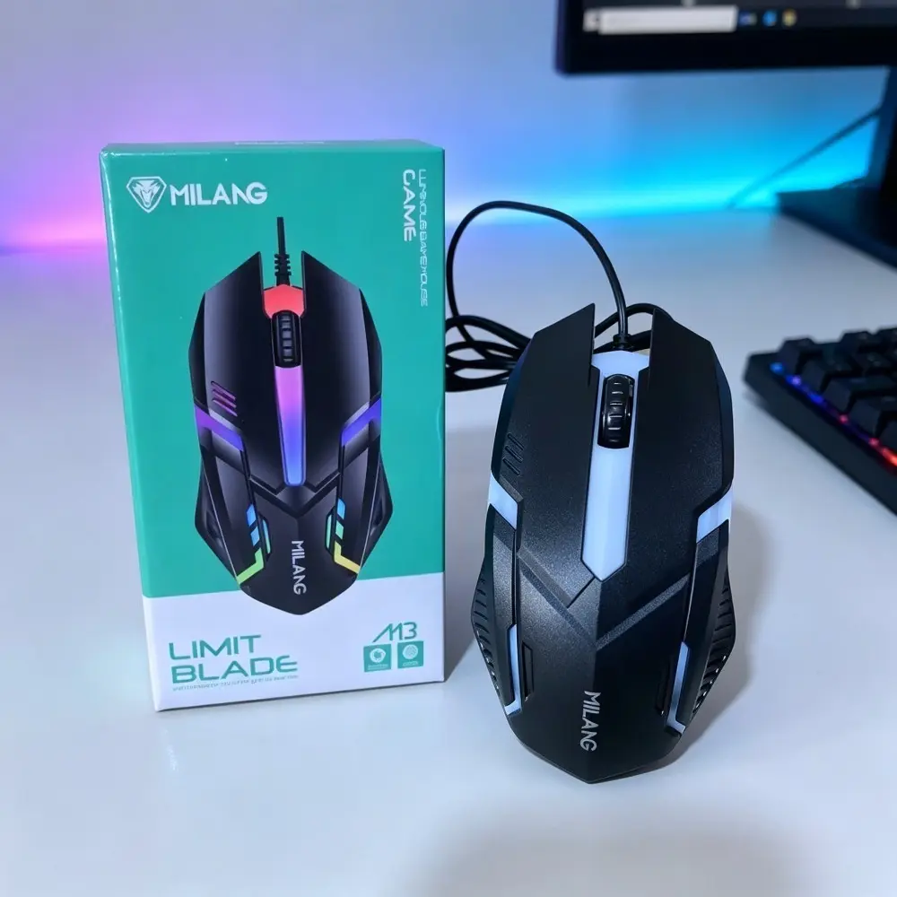 1pc Wired RGB gaming mouse, ergonomic USB computer mouse with rainbow backlight desktop laptop gaming office universal wired mouse, black and white dual color optional