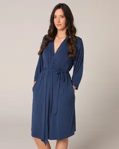 Blue Jasmine Bamboo Maternity Robe