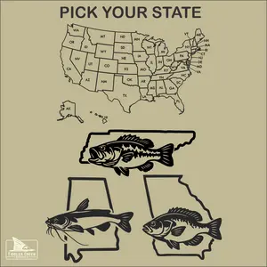 State Southern Freshwater Fish Decals Available With Bass, Redbreast, and Channel Catfish 10"