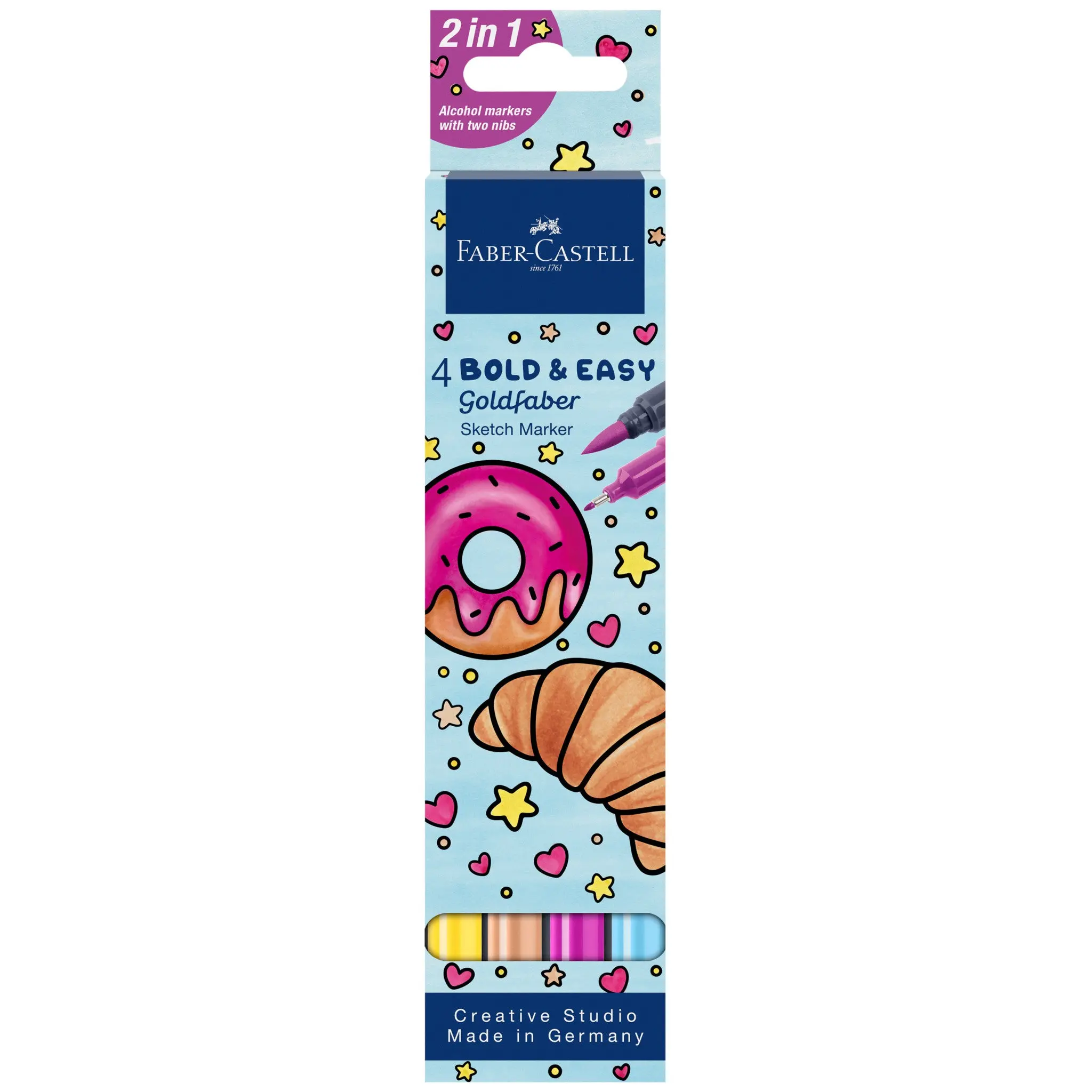 Goldfaber Sketch Markers, 4ct Bold and Easy Coloring Set with Sweets Theme, Alcohol Ink, Fast-Dry, Downloadable Coloring Templates - #FC164817