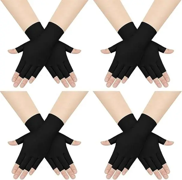 4 Pairs UV Protection Fingerless Gloves for Women Sun Gloves