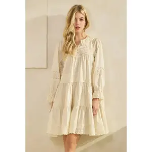 Eyelet Lace Tiered Babydoll Dress