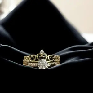 2-1 Luxurious Diamond Ring and Crown Ring Elegant Jewelry for Women with Sparkling Stones and Intricate Design