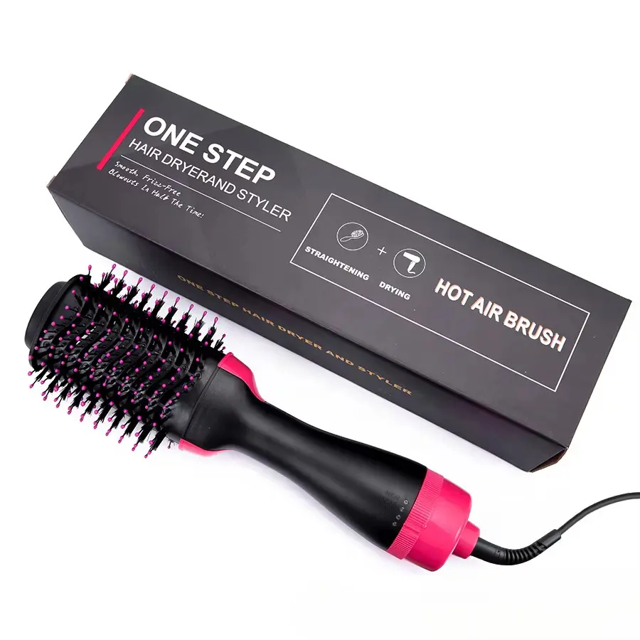 3 in 1 Negative Ion Hair Brush Dryer Curler Straightener Hot Air Styler Frizz-Free Blowouts Multi Function Styling Tool All Hair Types Fast Drying 3 Heat Settings
