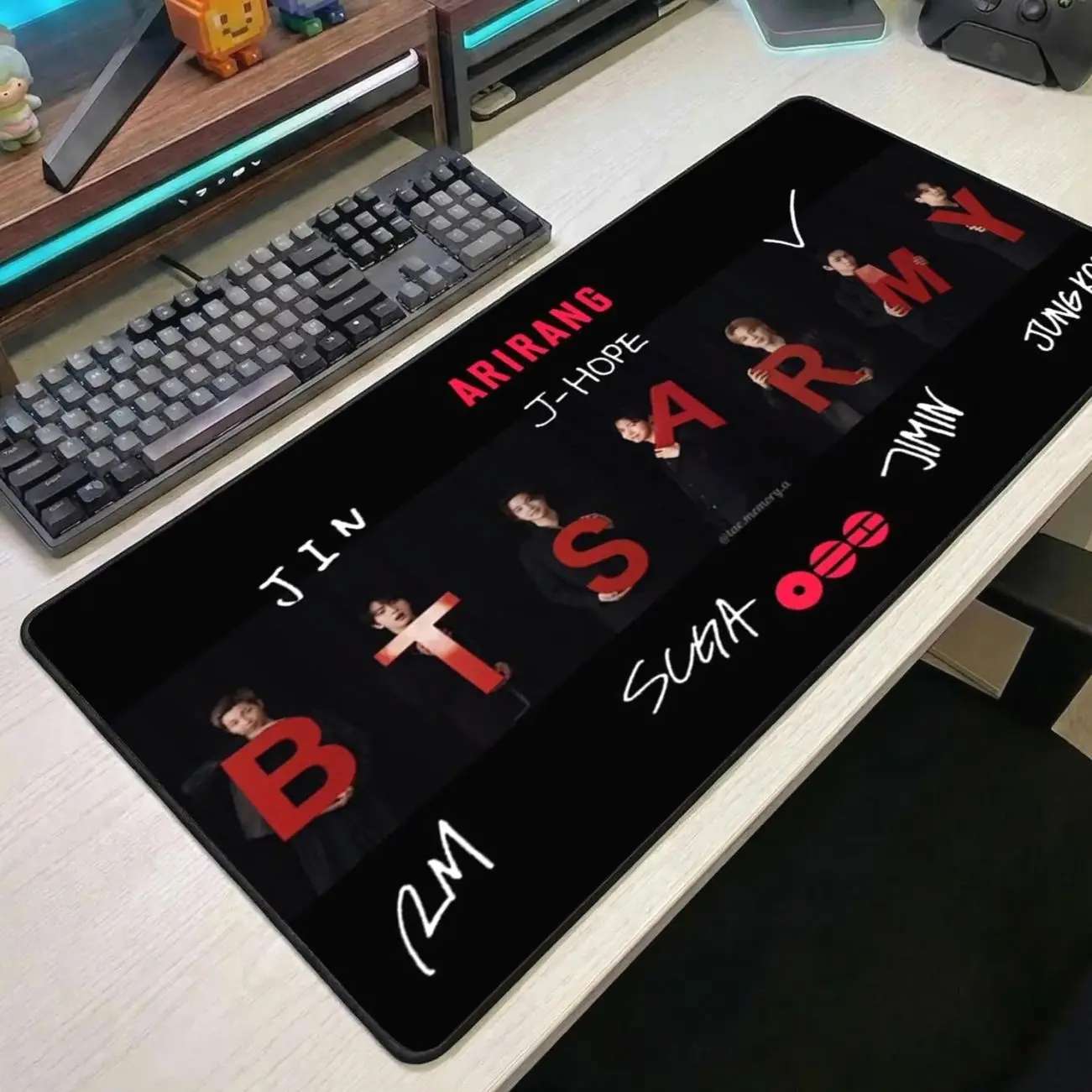 Arirang Mouse Pad, Bangtan Boys Gaming Desk Mat, Kpop Anime Style XL Mousepad,  Army Gift, Korean Music Desk Accessories