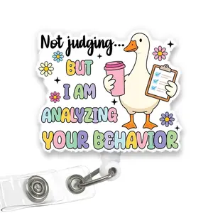 "Analyzing Your Behavior" Goose Badge Reel | Funny ABA Therapist, BCBA, RBT, Psych Gift | Retractable ID Holder.