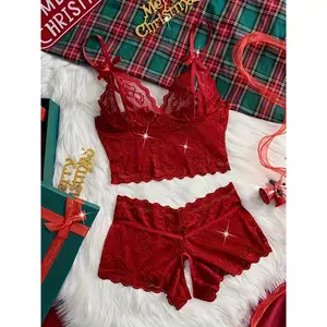 Sexy Password: The Charm of Lace Bra and Crotchless Shorts Womenswear Lingerie