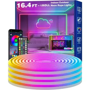 Neon Rope Lights,Flexible Led Rope Lights Control with App/Remote,Multiple Modes Rope Lights,IP65 Outdoor RGB Led Neons Light Waterproof,Music Sync Gaming Led Neon Strip for Bedroom Decor