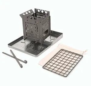 Firebox Stove Titanium Modular Freestyle Camping Stove with Grate & Tools Portable Outdoor Cooking System