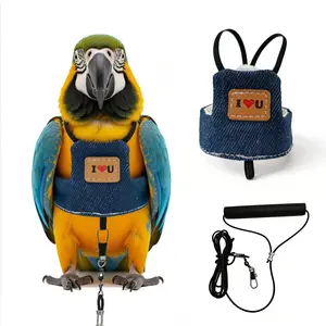 Parrot Clothes Leash, Bird Walking Harness, Flying Rope for Monk Parakeet, Tiger Skin, Peony, Flight Suit, Pet Accessories