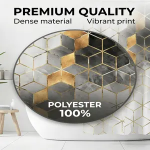 Glam Color Block Shower Curtain, Contemporary Geometric Marble with Gold and Black Accents, 72" x 72" Heavy Duty Water Repellent Polyester Bath Curtain, Bathroom Accessory
