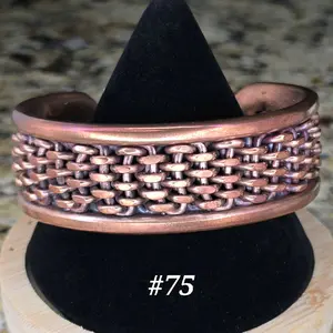 #75 Pure Copper  6 1/2" x 1 1/16" Hand-Woven Cuff Bracelet – Handmade Artisan Jewelry – Unisex – Gift Ready