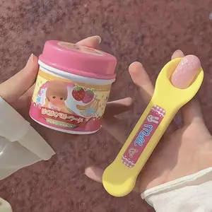 2025 New Food Pudding Feeding Toy Desktop Ornament Cute Pink Jelly Strawberry Pudding Set Ornaments Models For Kids Girls