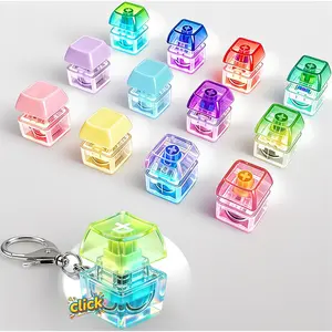12 pcs single set of keyboard fidget keychain is a stress relief anxiety sensory clicker toy designed as keyboard button finger clicker for anxiety stress relief perfect as sensory decompression toy for kids and adults