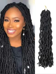 Synthetic Goddess 18inch Locs Crochet Hair Braids Curly Locs Braiding Hair Extensions For Women Hippie