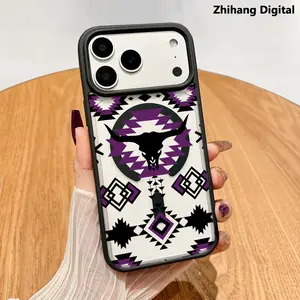 Premium Magnetic Phone Cases for iPhone 17 Pro Max Air 16 Plus 15 14 13 12 11 Western Purple Cowboy Bull Head Geometry cased MagSafe Ready, Anti-Fall, Springtok and Ultra-Thin Design |   Perfect for Everyday Use Protector Screen Protector Aesthetic Cover