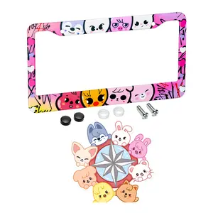 SKZ Car Plate Frame with Screws and Car Sticker for Standard Us Canada License Plate Holder,Stainless Steel Car Accessories 12x6 Inch