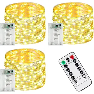 3-Pack 78FT 240 LED Fairy Lights Battery Operated with Timer & Remote Waterproof Twinkle Lights 8 Modes for Indoor Outdoor Bedroom Wedding DIY Party Christmas Classroom Dorm Decoration