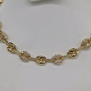 8mm Unisex Pig Necklace with Accents Cubic Zirconia Elegant Jewelry for Men and Women